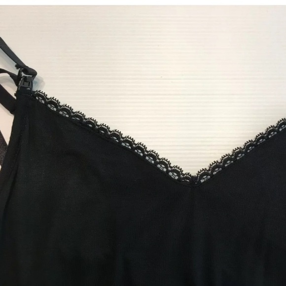 NWTISABEL & INGRID Drop-Cup Maternity/Nursing Cami Tank Top Sleepwear in Black - Picture 6 of 9